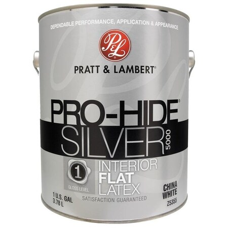 ProHide Silver 5000 Z5300 Interior Paint, Flat, China White, 1 gal -  PRATT & LAMBERT, 0000Z5355-16